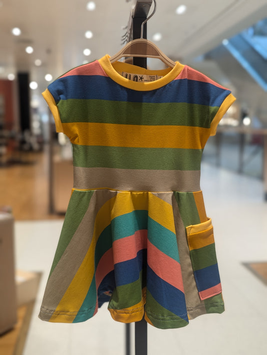 Organic Jersey Rainbow Stripes Skater Dress