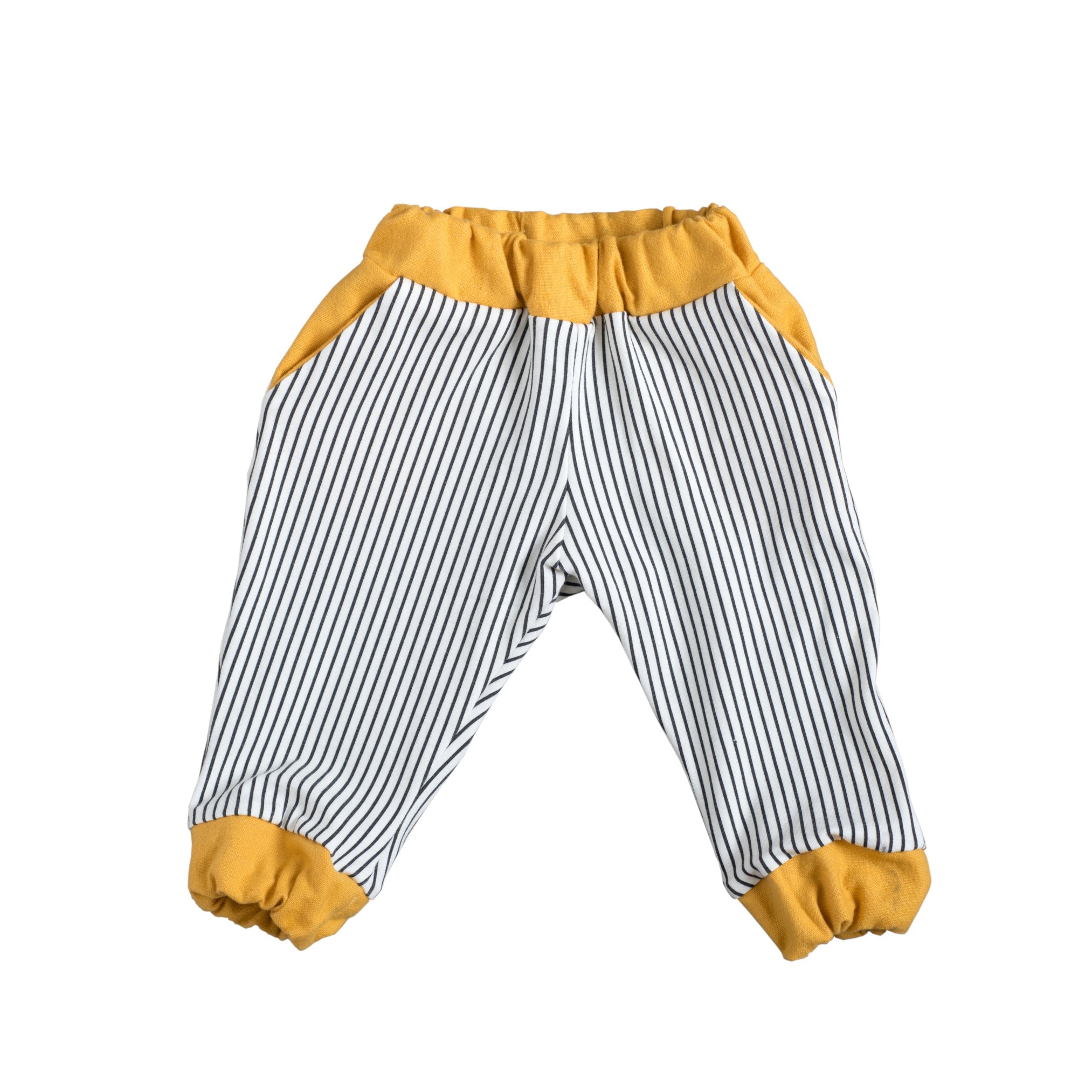 Yellow and hot sale white striped trousers